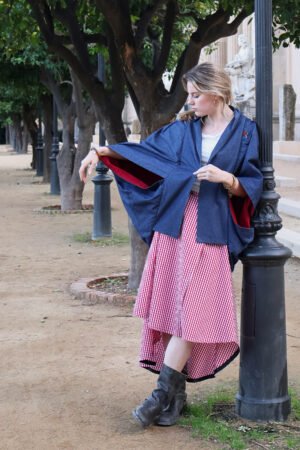 Capa Corta Teresa | Tejano Azul y Forro de algodón caliente