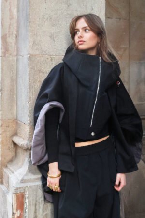 Capa Corta Teresa | Algodón Rasado y Forro algodón caliente